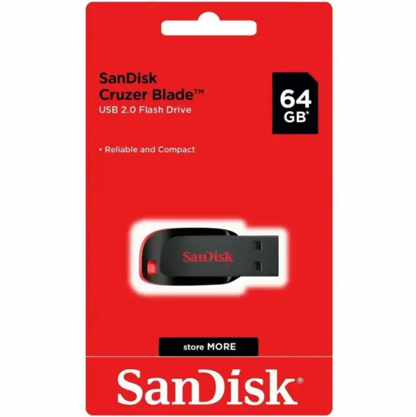 SANDISK CRUZER BLADE USB 2.0 FLASH DRIVE | 64GB